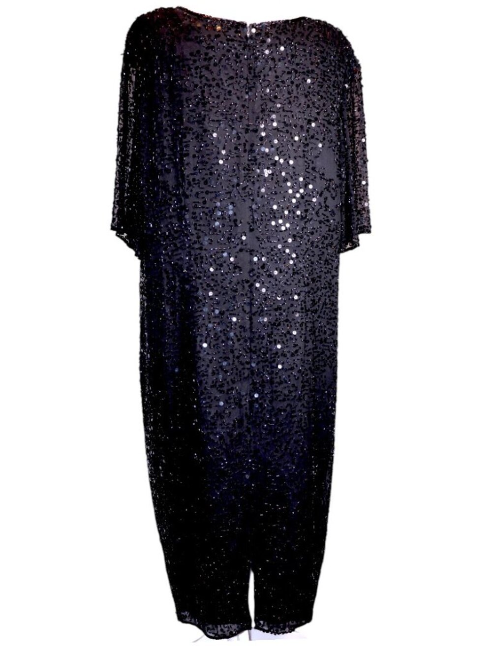 Vintage A.J. Bari Black Embellished Square Neck S/S Formal Dress Size 22 GUC - Picture 6 of 11